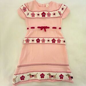 Gymboree Preppy Puppy Pink Dachshund and Flower Sweater Dress